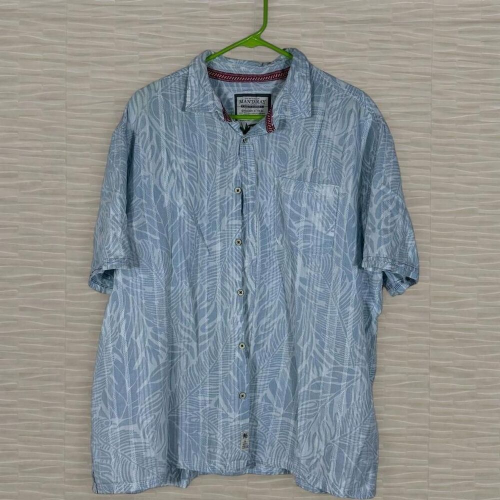 Mantaray Men's Blue and White Shirt